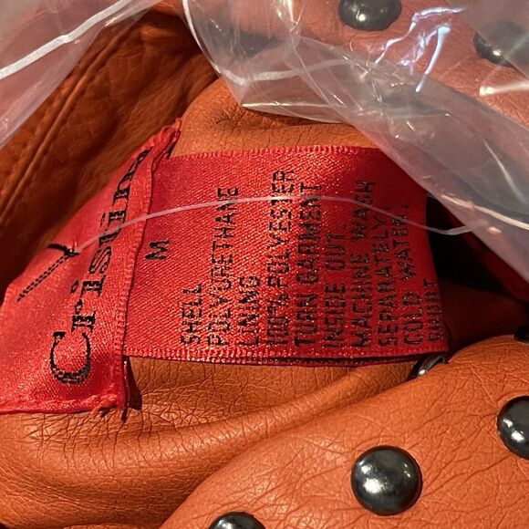 V Cristina Vest Women’s Size Medium Orange Studded Sleeveless Faux Leather NWT - Picture 13 of 14